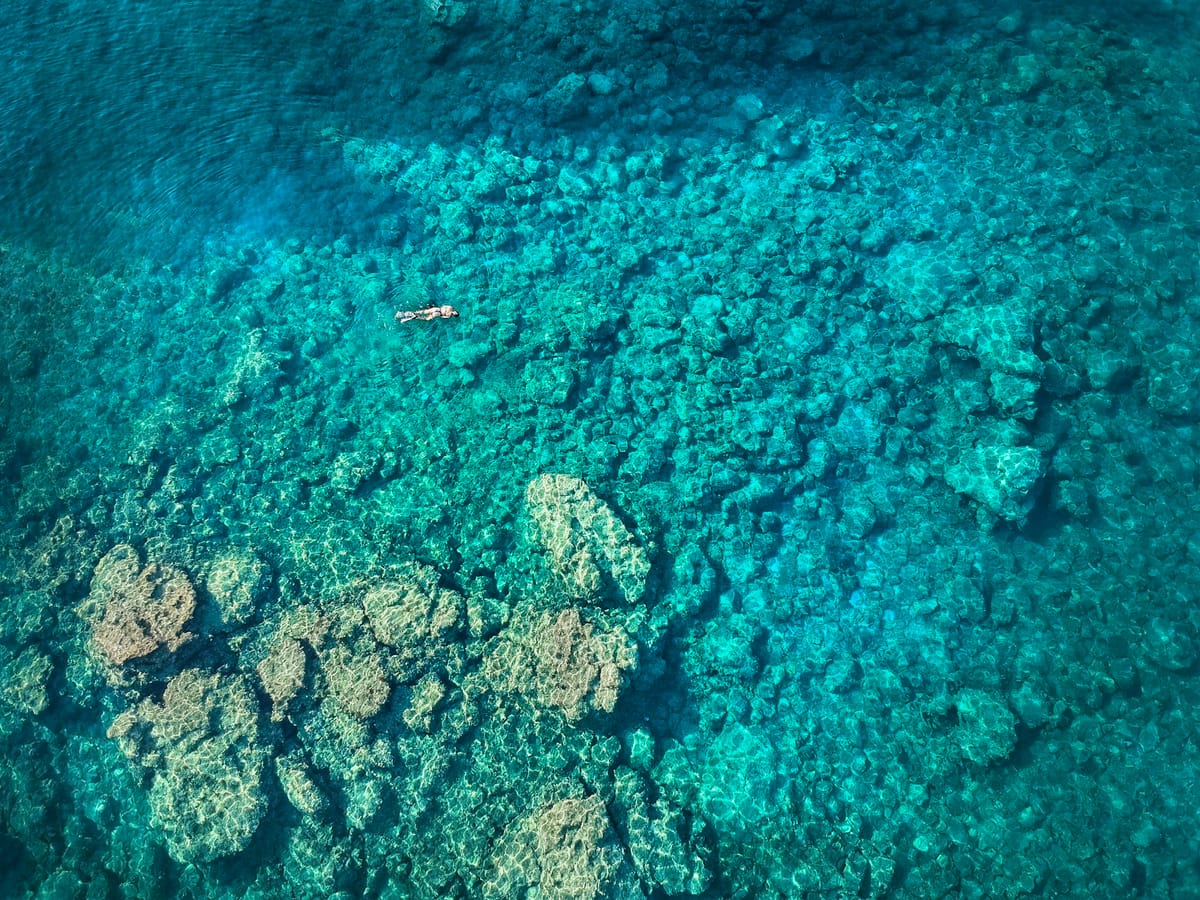 Aerial view of the Great Blue Hole in Belize.