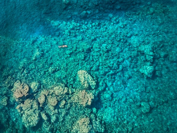 Aerial view of the Great Blue Hole in Belize.